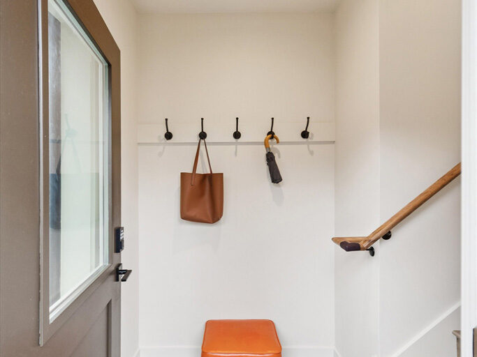 Entry and stairs in the 2nd story ADU with garage underneath, contemporary styling