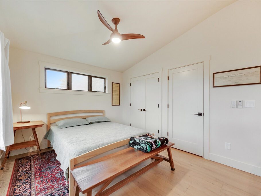 Sleeping area in the 2nd story ADU with garage underneath, contemporary styling