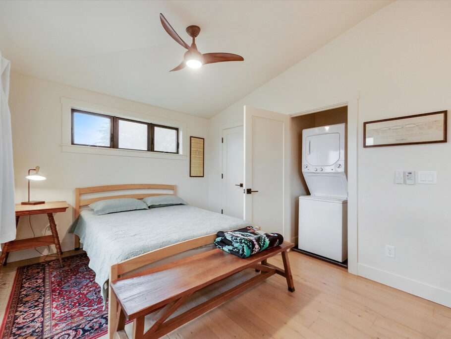 Sleeping area in the 2nd story ADU with garage underneath, contemporary styling