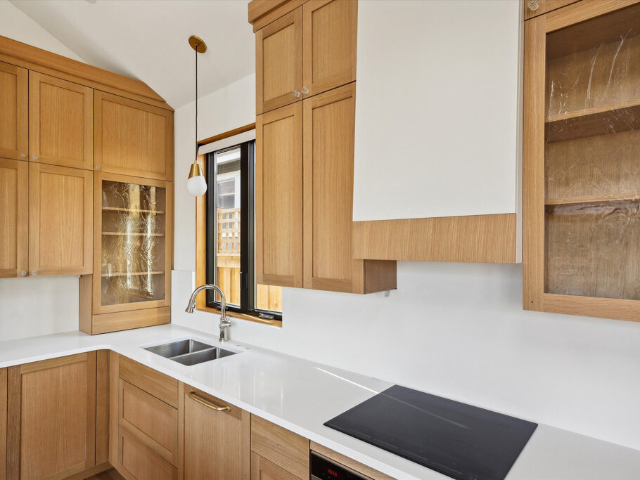 Kitchen in detached ADU (accessory dwelling unit) on Knight Street in SE Portland, Oregon