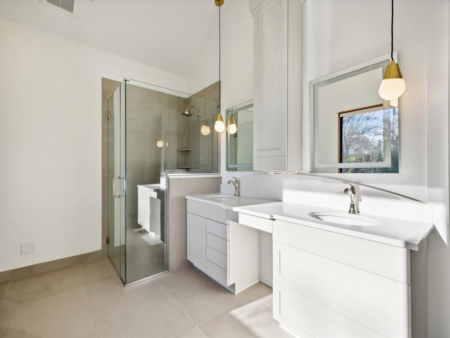 Luxurious bathroom in detached ADU (accessory dwelling unit) on Knight Street in SE Portland, Oregon